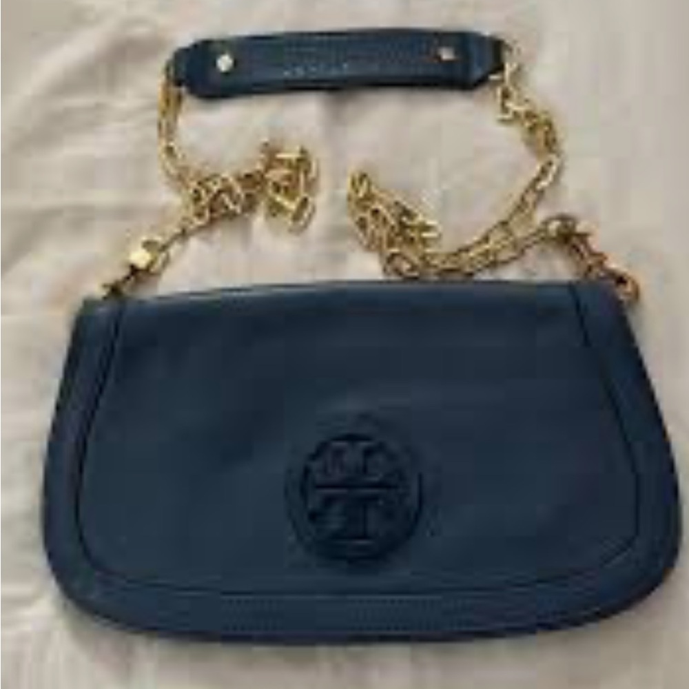 Tory Burch Amanda Clutch Black Leather Cross Body Bag